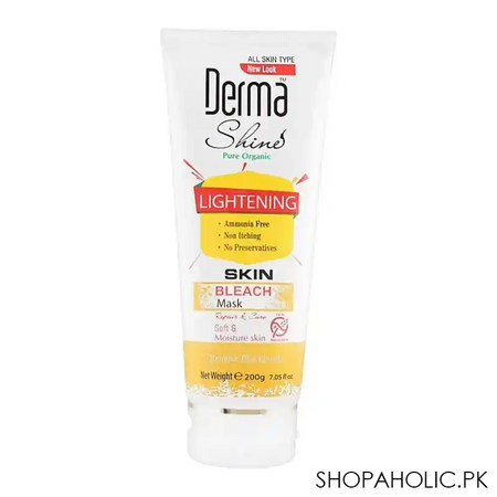 derma shine pure organic lightening skin bleach mask, for all skin types, 200g main image
