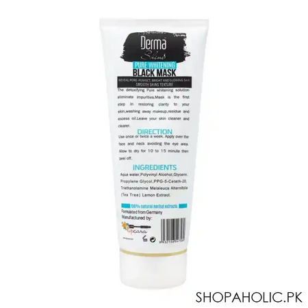 derma shine pure whitening charcoal extract black face mask, 200g image2