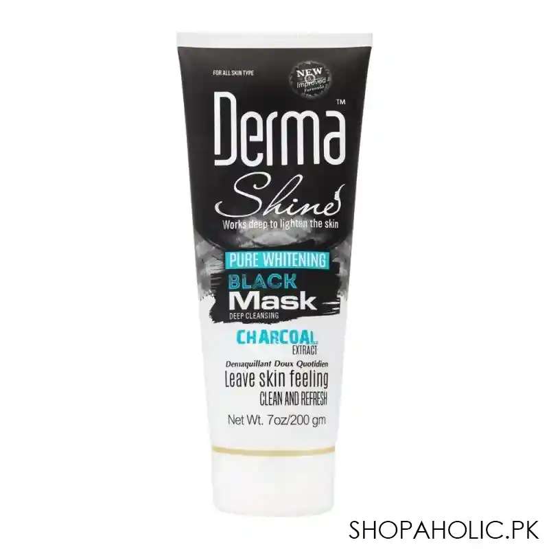 derma shine pure whitening charcoal extract black face mask, 200g main image