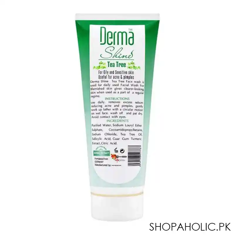 derma shine purifying tea tree acne face wash, for oily combination skin, 200g image2