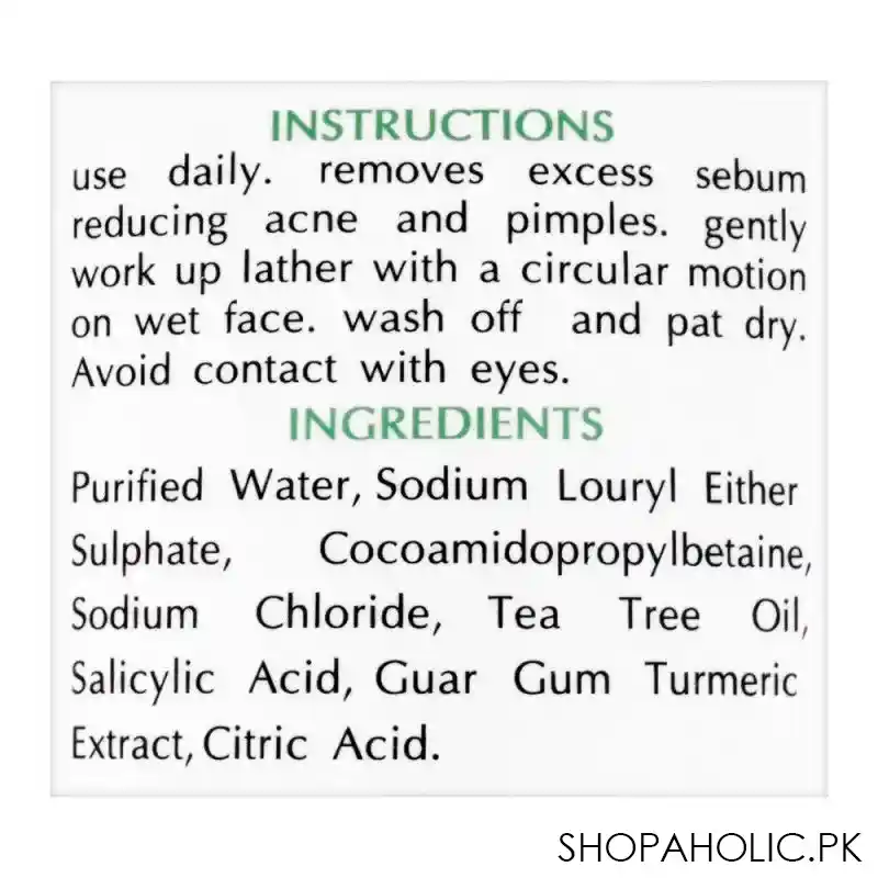 derma shine purifying tea tree acne face wash, for oily combination skin, 200g image3