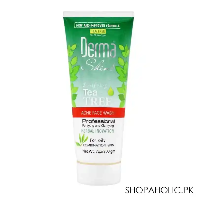 derma shine purifying tea tree acne face wash, for oily combination skin, 200g main image