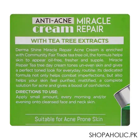 Derma Shine Skin Clear Tea Tree Day & Night Miracle Repair Cream, 50g - Image 2
