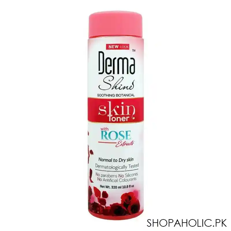 derma shine soothing botanical toner, with rose extracts, normal to dry skin, 295ml main image