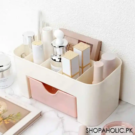 desktop 6 grid makeup cosmetics organizer with drawer image4