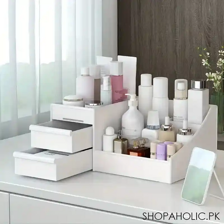 desktop cosmetic storage box with drawer image2