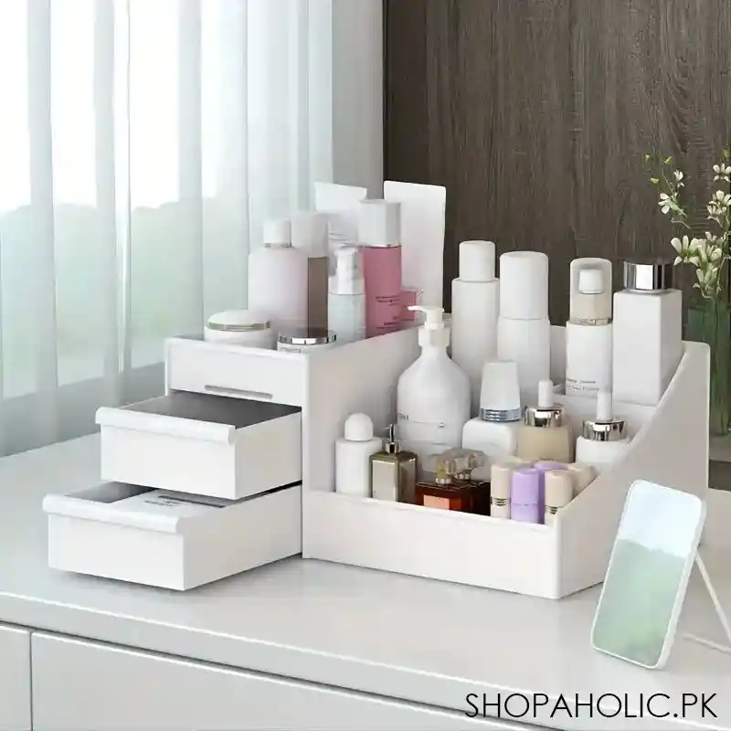 desktop cosmetic storage box with drawer image2