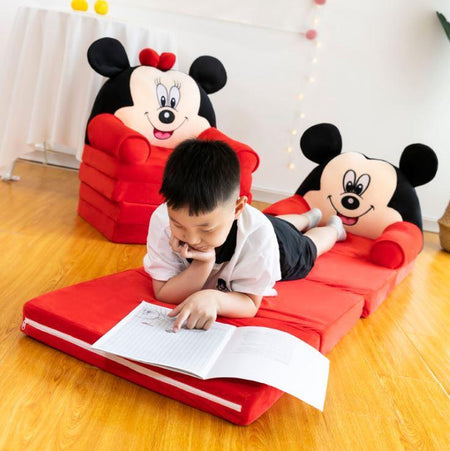 Disney 4-Layer Kids Foldable Sofa Micky Mouse Design (Black Red)