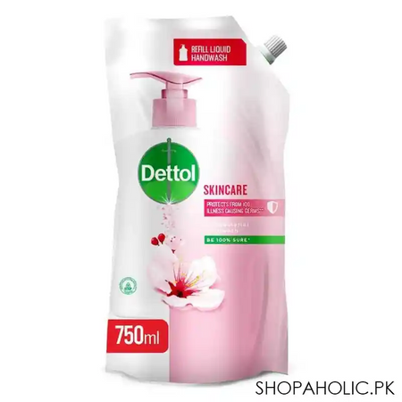 dettol skincare antibacterial liquid hand wash, refill pouch, 750ml main image