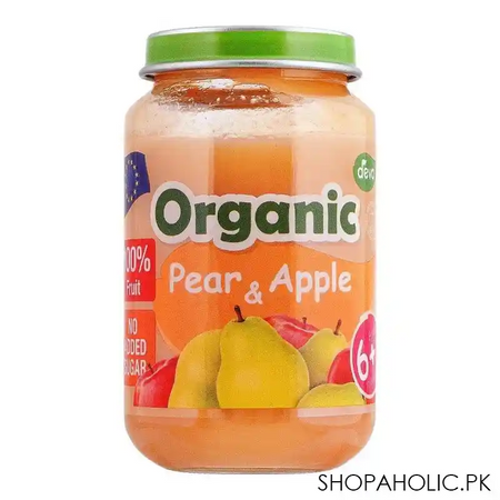 deva organic pear & apple baby food, no added sugar, 6+, 190g main image