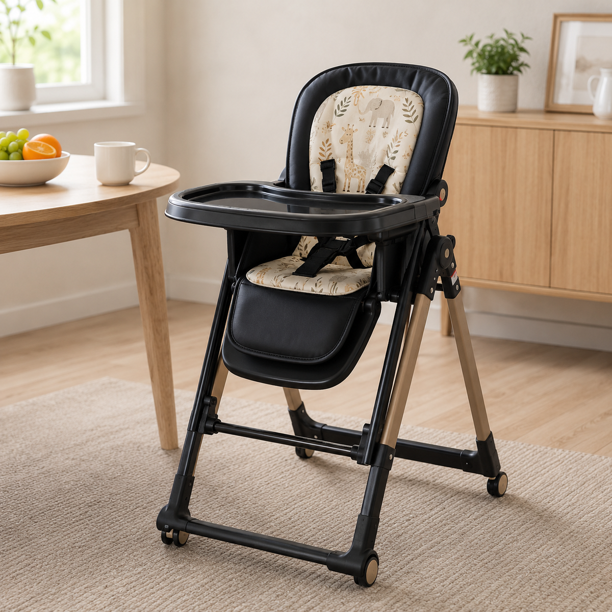 Joyous Premium Foldable Baby High Chair - Black