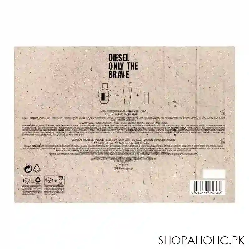 diesel only the brave gift set, edt 75ml + shower gel image3