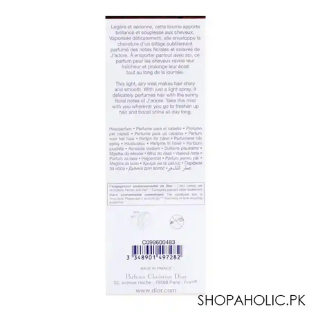 dior j'adore parfum hair mist spray, for women, 40ml image3