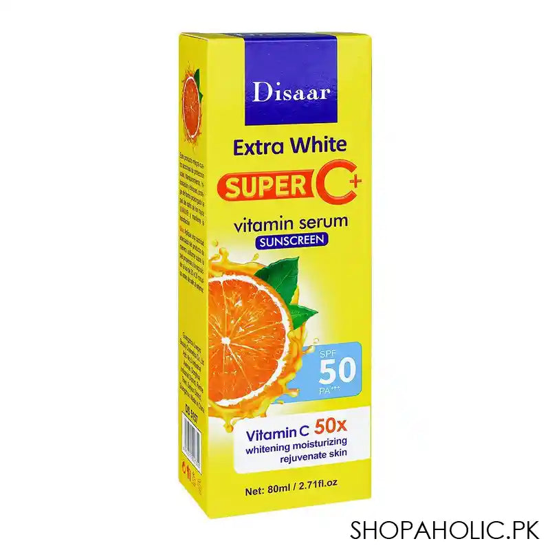 Disaar Extra White Super C+ Vitamin Serum Sunscreen, SPF50, 80ml, DS5157 - Main Image