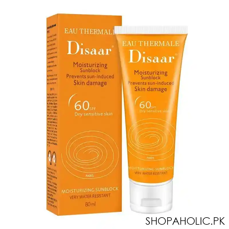 disaar moisturizing sunblock, dry sensitive skin, spf60, 80ml, ds51001 main image