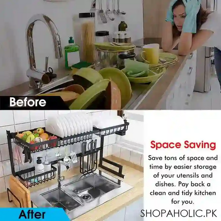 dish drying rack over the sink kitchen storage shelf counter top space saver display stand tableware drainer organizer image5
