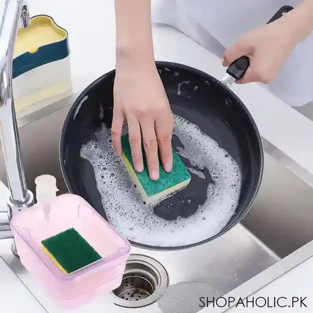 dish washing soap dispenser with scrubber holder 800ml image3