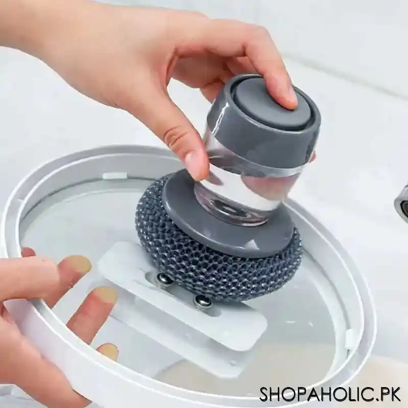 dishwashing liquid soap dispensing pot cleaning scrubber image4