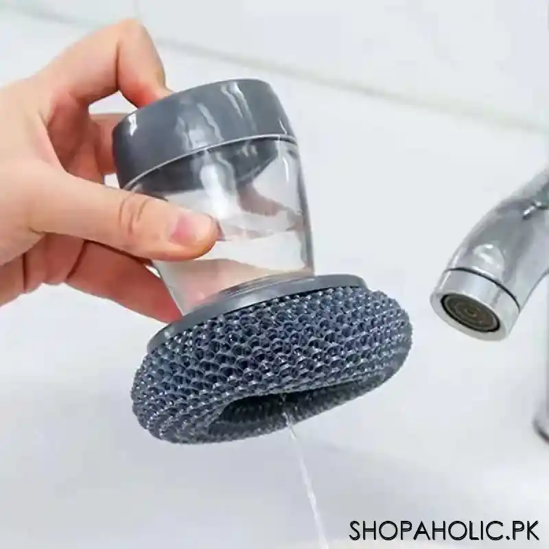 dishwashing liquid soap dispensing pot cleaning scrubber main image