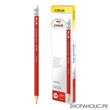dollar my pencil black lead pencil with eraser, red body, 12 pack, ph456 main image