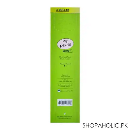 dollar my pencil wow black lead pencil with eraser hb 2, green body, 12 pack, pt222 image2