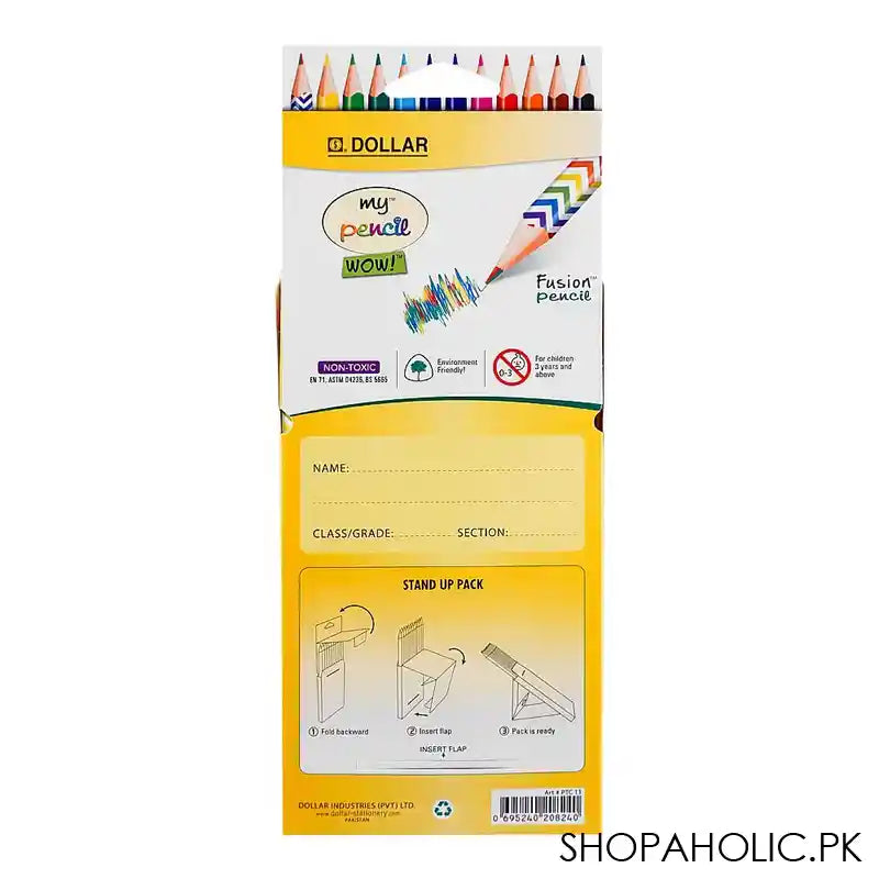 Dollar My Pencil Wow! Fusion Triangular Color Pencils, Assorted, 12-Pack, PTC13 - Image 2