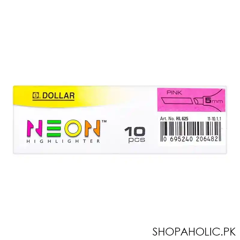 dollar neon highlighter 5mm 10 pack, pink, hl625 image4