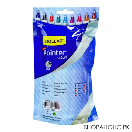 Dollar Pointer Wow! Fine Liner Metal Jacket F-0.3 Assorted, 10-Pack Blue, PTW-03 - Image 2