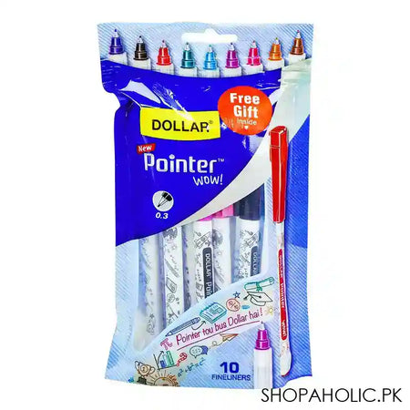 Dollar Pointer Wow! Fine Liner Metal Jacket F-0.3 Assorted, 10-Pack Blue, PTW-03 - Main Image