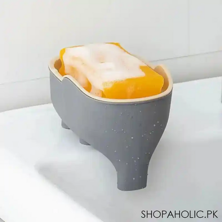 double layer cute elephant shape drain soap box image3