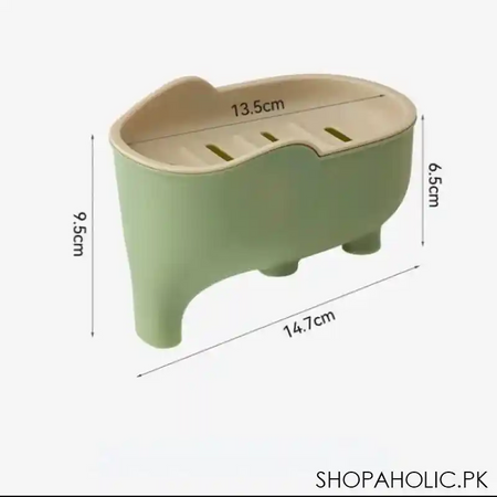 double layer cute elephant shape drain soap box image5