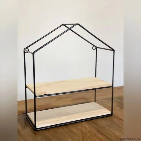 double layer iron metal wall shelf image2