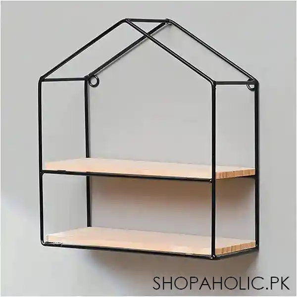 double layer iron metal wall shelf main image