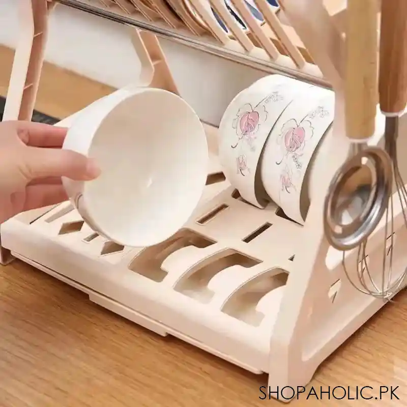double layer kitchen dish bowl draining rack image3