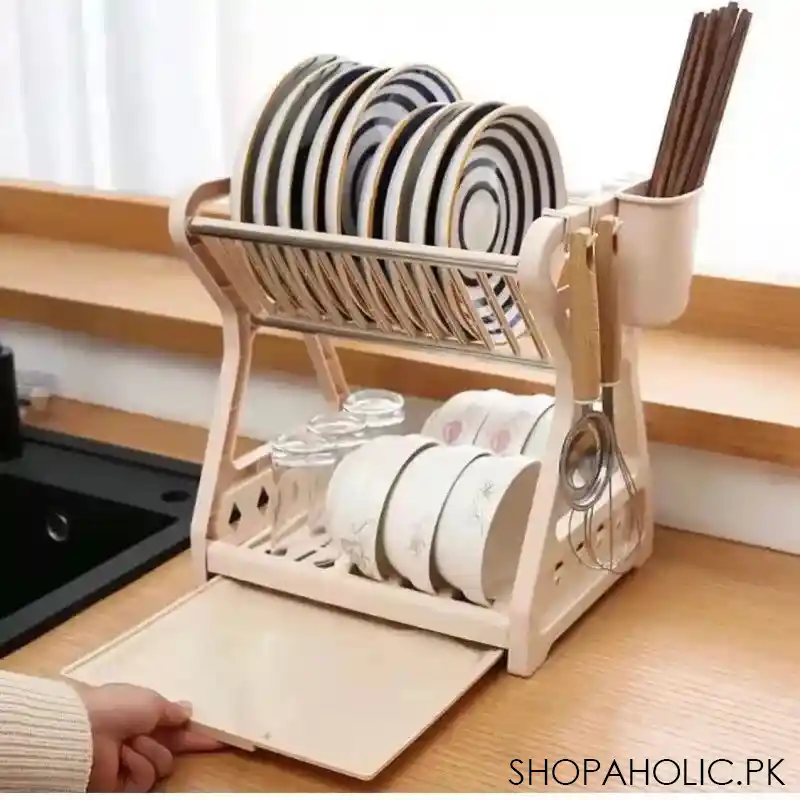 double layer kitchen dish bowl draining rack main image