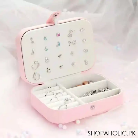 double layer multifunction portable travel jewelry leather storage box organizer   medium size image2