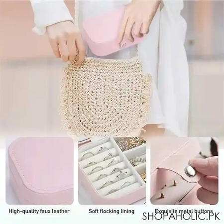 double layer multifunction portable travel jewelry leather storage box organizer   medium size image5