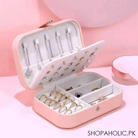double layer multifunction portable travel jewelry leather storage box organizer   medium size image7