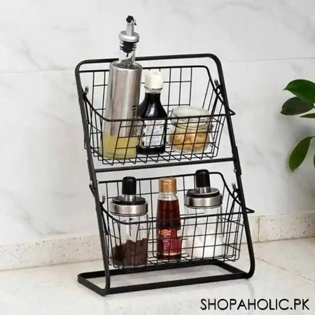 double layer storage shelf rack for kitchen image3