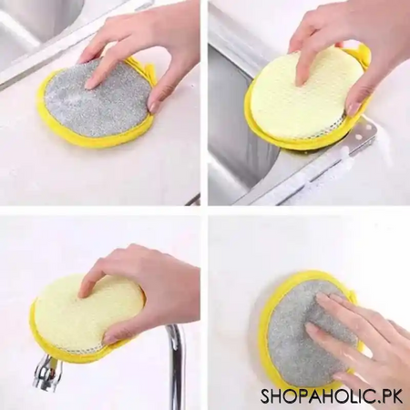 double sided round dishwashing cleaning sponge image3