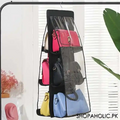 Double Sided Transparent Six Pocket Handbags Storage Organizer (100 GSM + .14mm PVC)