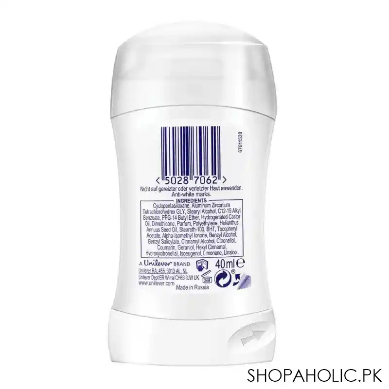 dove 48h invisible dry anti perspirant deodorant stick, 0% alcohol, for women, 40ml image2