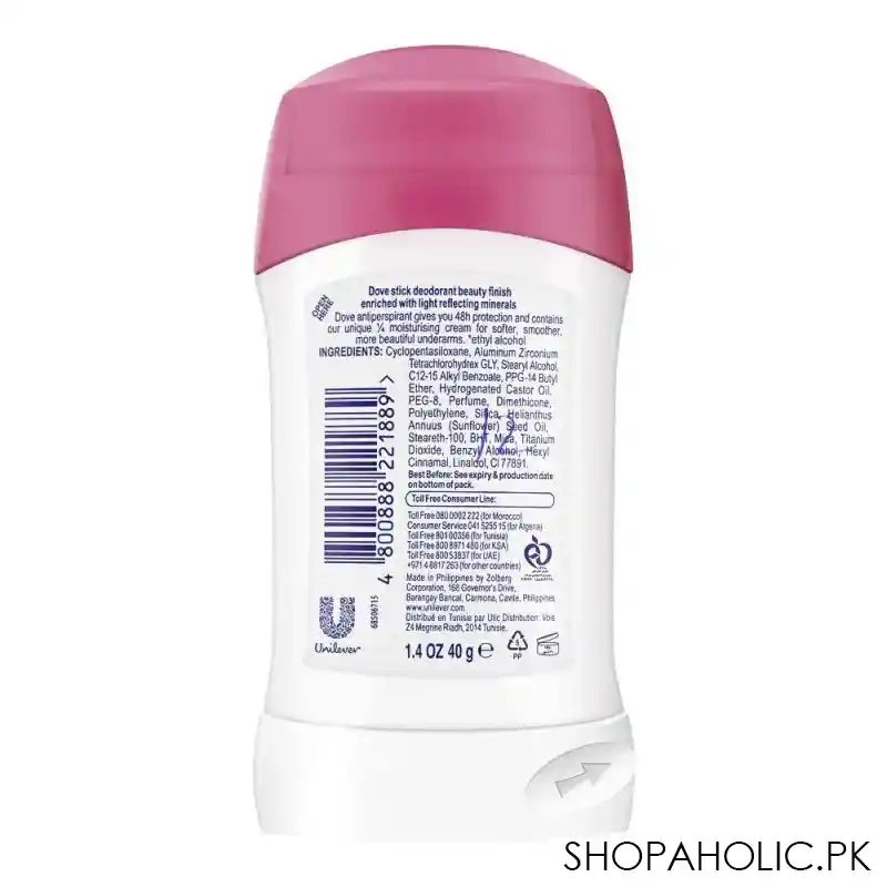 dove beauty finish anti perspirant deodorant stick, for women, 40ml image2
