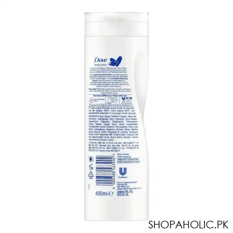 Dove Body Love Light Care Body Lotion, For All Skin Types, 400ml - Image 2