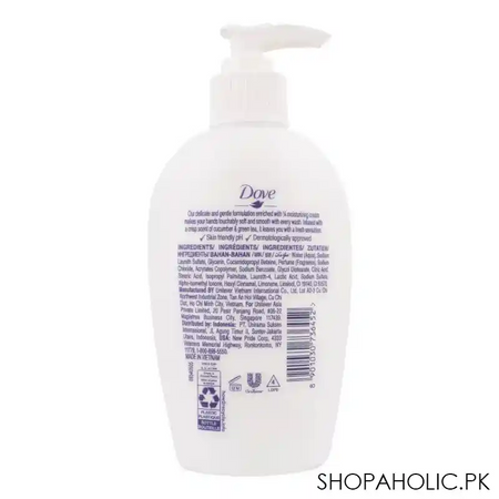 dove cucumber & green tea scent cream nourishing hand wash, 250ml image2