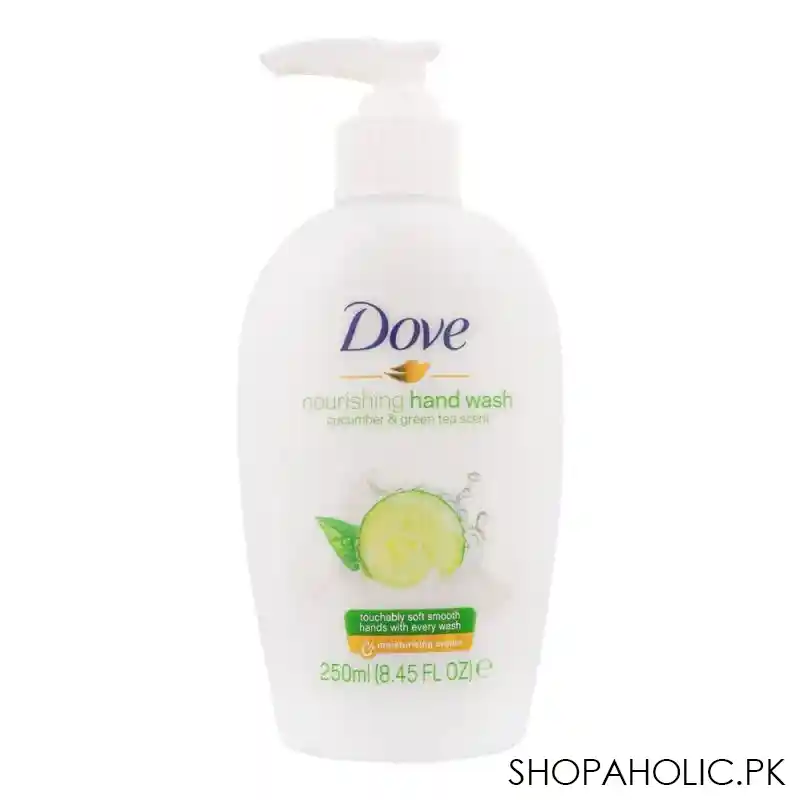 dove cucumber & green tea scent cream nourishing hand wash, 250ml main image