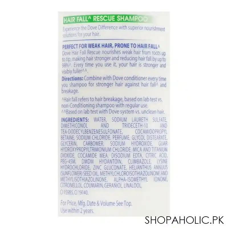 dove hair fall rescue nourishing shampoo, for weak hair, 360ml image4