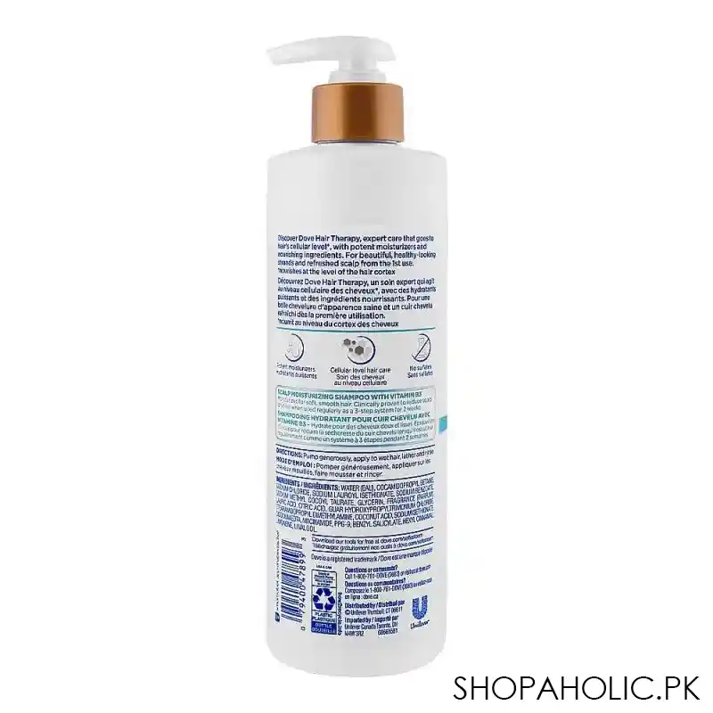 dove hair therapy dry scalp care 0% sulfates vitamin b3 shampoo, 400ml image2