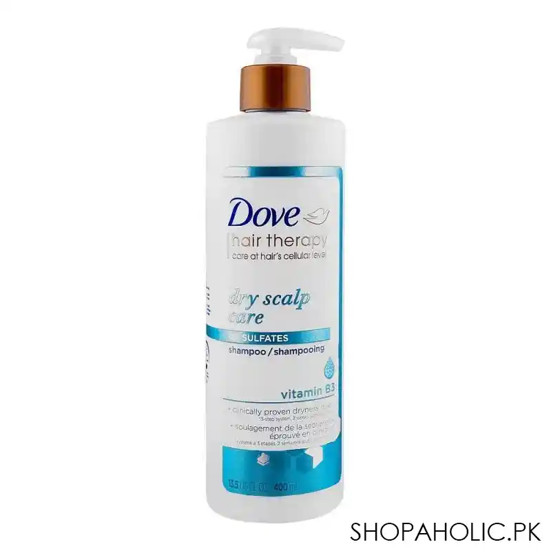 dove hair therapy dry scalp care 0% sulfates vitamin b3 shampoo, 400ml main image