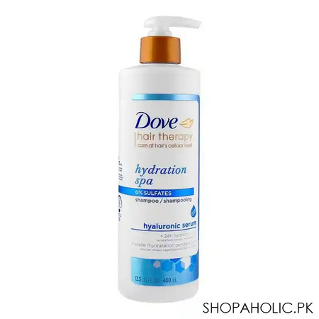 dove hair therapy hydration spa 0% sulfates hyaluronic acid shampoo, 400ml main image